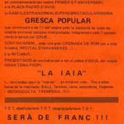 DÍPTIC 5è aniversari Orgue de Gats (1985) Contraportada