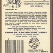 Etiqueta posterior ampolla de cava Orgue de Gats (1990)
