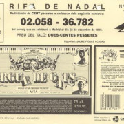 Butlleta RIFA DE NADAL 1990