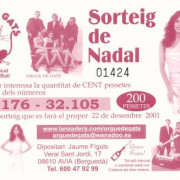 Butlleta LOTERIA DE NADAL 2001