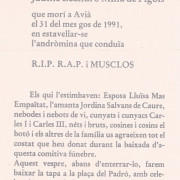 AVIÀ (Berguedà) Recordatori Baixada d'Andròmines dins d'un taüt. Festa major d'Avià. 31/08/1991