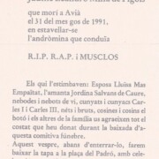 AVIÀ (Berguedà) Recordatori Baixada d'Andròmines dins d'un taüt. Festa major d'Avià. 31/08/1991